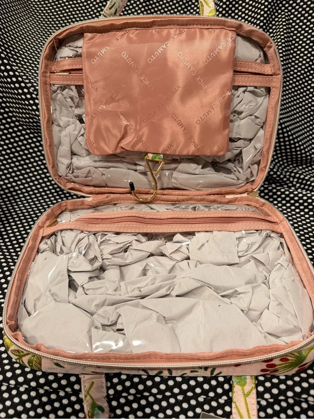 Vince Camuto Pink Floral Cosmetic Bag Set